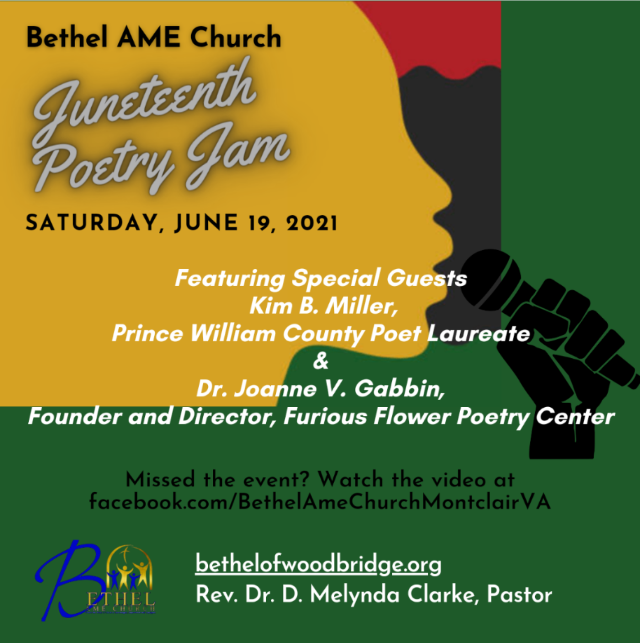 BETHEL AME CHURCH – DALE CITY HOSTS INAUGURAL JUNETEENTH POETRY JAM